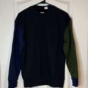 Levi's Men's Black and Dark Green Crewneck Sweater